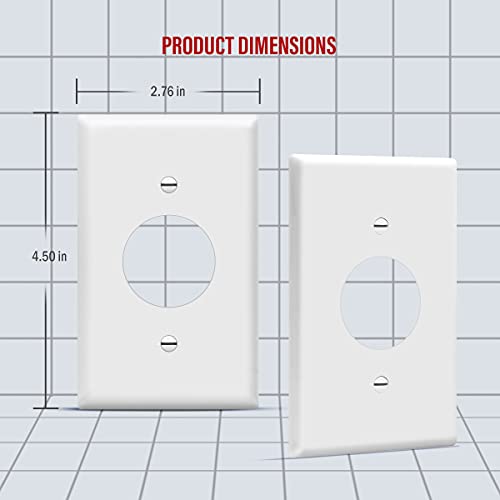 ENERLITES 1406 Hole Single Receptacle Outlet Wall Plate Size 1Gang 450 x 276 Polycarbonate Thermoplastic 8851W10PCS White 10 Pack - Image 3