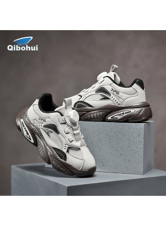 7-pe Spring  New Boys' Fashion Mesh Breathable Rotating Buckle Non-slip Kids Sports Shoes