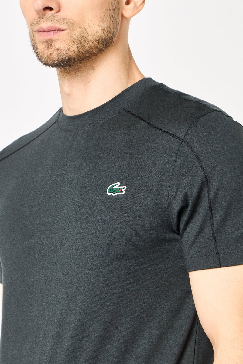 Lacoste Sport Men Regular Fit Brand Logo Short Sleeve T-Shirt, Charcoal - Image 3