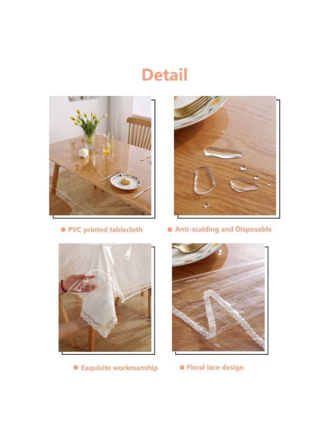 Magic Park 140*180cm Table Cover Clear Plastic Tablecloth for Rectangle Dining Table Clear Plastic Table Coth Waterproof Cover PVC Protector Oil-Proof Wipeable Tablemats for Dining Table (Transparent) - Image 5