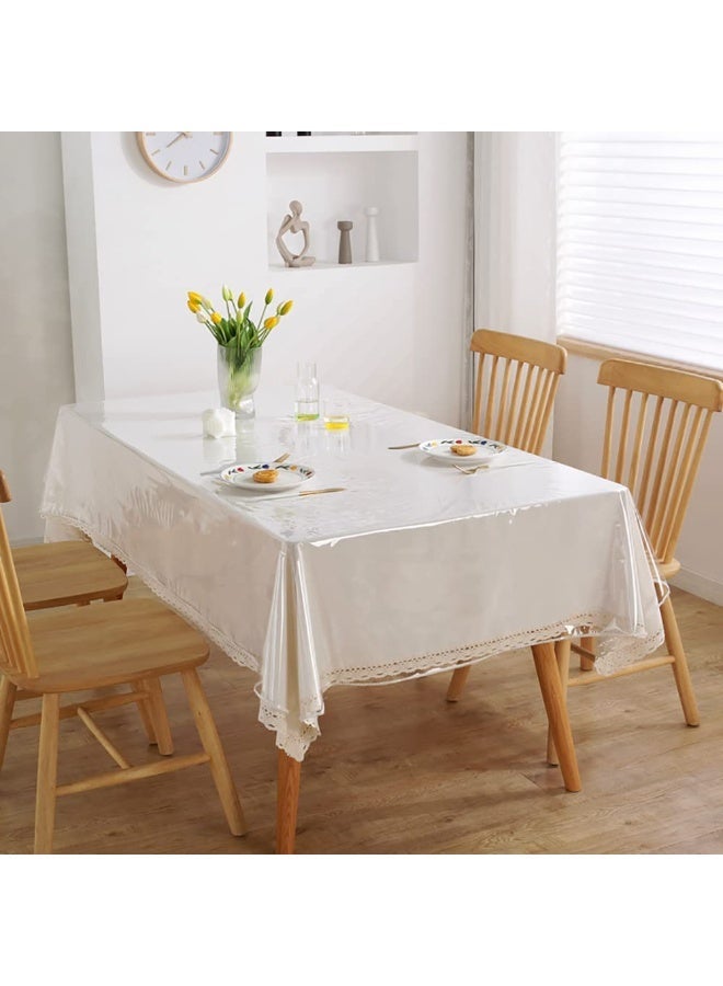 Magic Park 140*180cm Table Cover Clear Plastic Tablecloth for Rectangle Dining Table Clear Plastic Table Coth Waterproof Cover PVC Protector Oil-Proof Wipeable Tablemats for Dining Table (Transparent) - Image 2