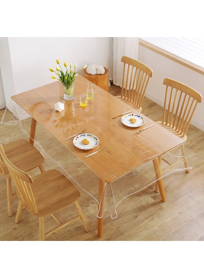 Magic Park 140*180cm Table Cover Clear Plastic Tablecloth for Rectangle Dining Table Clear Plastic Table Coth Waterproof Cover PVC Protector Oil-Proof Wipeable Tablemats for Dining Table (Transparent) - Image 3