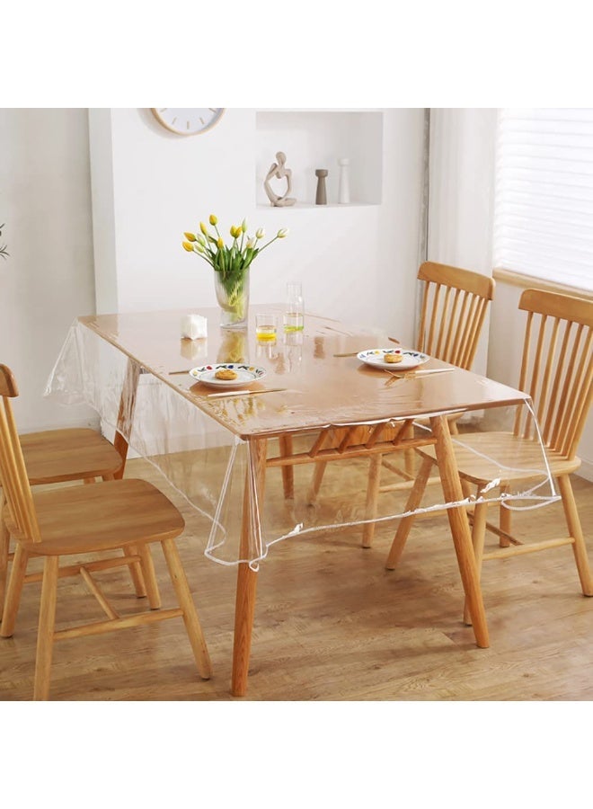 Magic Park 140*180cm Table Cover Clear Plastic Tablecloth for Rectangle Dining Table Clear Plastic Table Coth Waterproof Cover PVC Protector Oil-Proof Wipeable Tablemats for Dining Table (Transparent) - Image 1