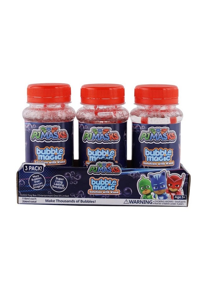 Bubble Magic Bubble Magic PJ Masks Solution Bottle with Wand - Pack of 3 118 ML Each, with Specially Designed Grooves to Hold More Solution, Gift Set for Age 3 Years and Above, Multicolor, (BM50017) - Image 1