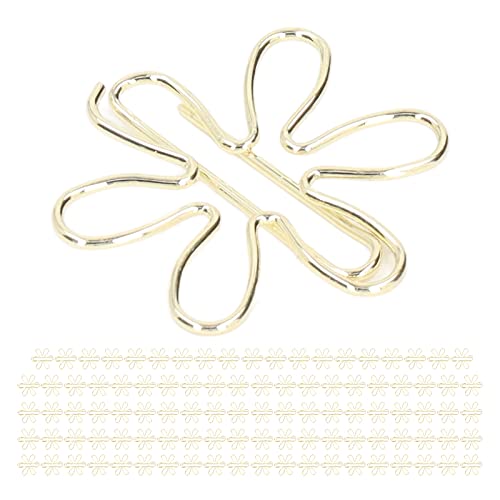 Tnfeeon 100Pcs Funny Planner Clips Cute Paper Clips Innovative Cute Design Anti Electroplating Process Gold Paper Clips for Office Home School (Floral Print) - Image 1