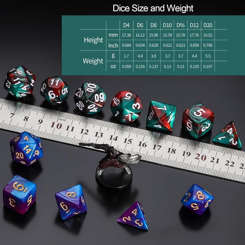 QMAY DND Dice Sets - 6 X 7 Polyhedral Dice (42pcs) with 6 Drawstring Bags for Dungeons and Dragons, RPG, MTG,Role Playing Table Game - Image 4