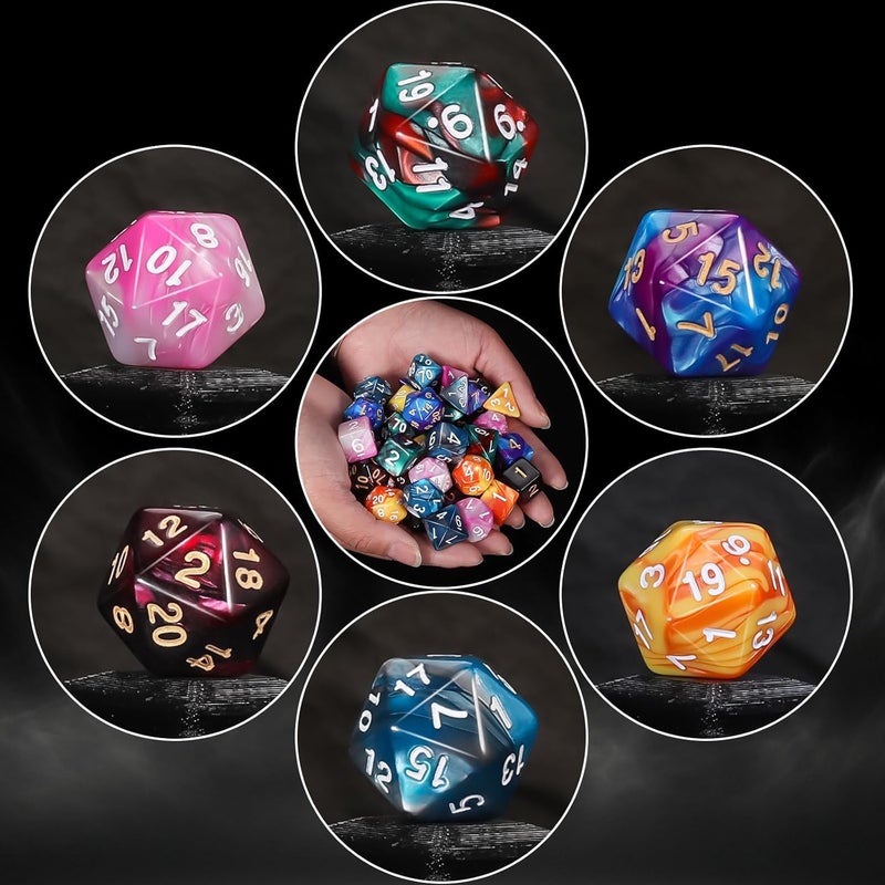 QMAY DND Dice Sets - 6 X 7 Polyhedral Dice (42pcs) with 6 Drawstring Bags for Dungeons and Dragons, RPG, MTG,Role Playing Table Game - Image 2