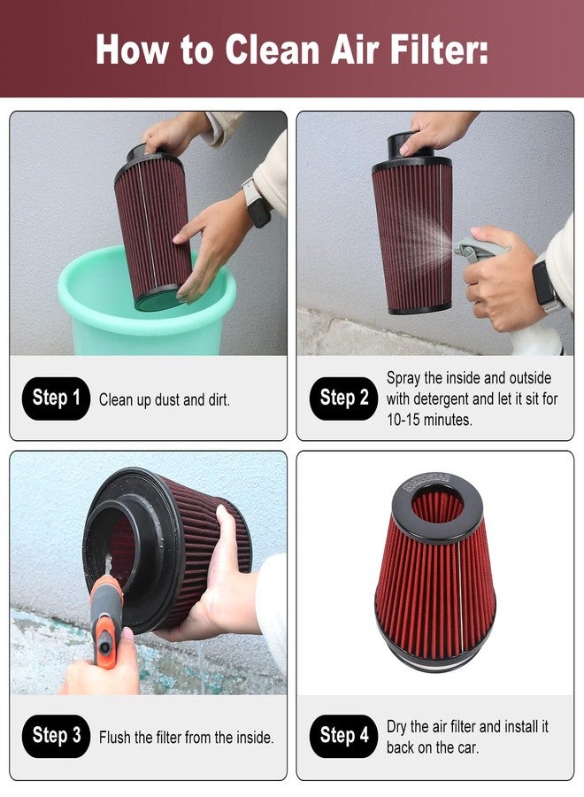 Kyostar 6 Inch (152mm) Neck High Flow Inlet Cold Air Intake Cone Replacement Dry Air Filter Red - Image 5