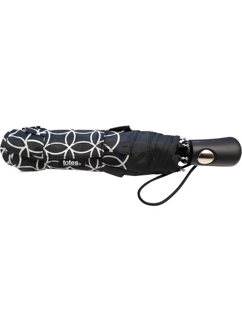 Totes Umbrella NeverWet technology Auto Open Black with White Pattern 43 arc Umbrella