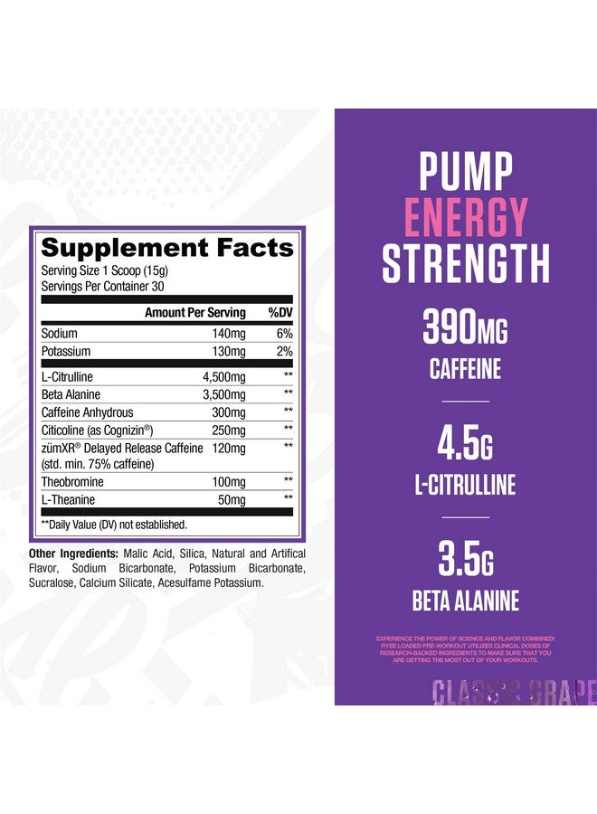 RYSE Up Supplements Ryse Loaded Pre Workout Powder - Bazooka Grape - Daily Pre-Workout for Men & Women with 390mg Caffeine, Beta Alanine, and Citrulline for Pump, Focus, and Energy - 30 Servings - Image 1
