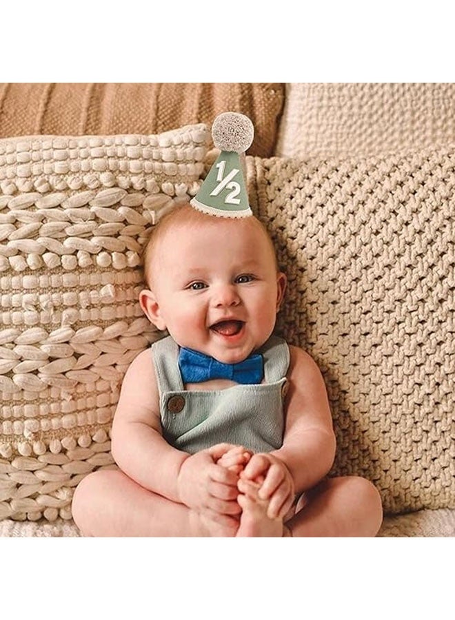 قبعة نصف عيد ميلاد - قبعة مخروطية لنصف عيد ميلاد الطفل، زينة ستة أشهر، طقم قبعة حفلات للبنات/الأولاد - Image 4