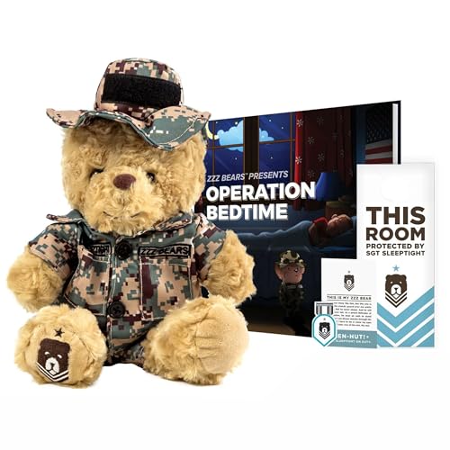 ZZZ Bears SGT Sleeptight Marine Teddy Bear by ZZZ Bears with Storybook Sleep System Comforting Gift for Marine Kids Helps with Bedtime Routine Deployment Separation Emotional Support - Image 1