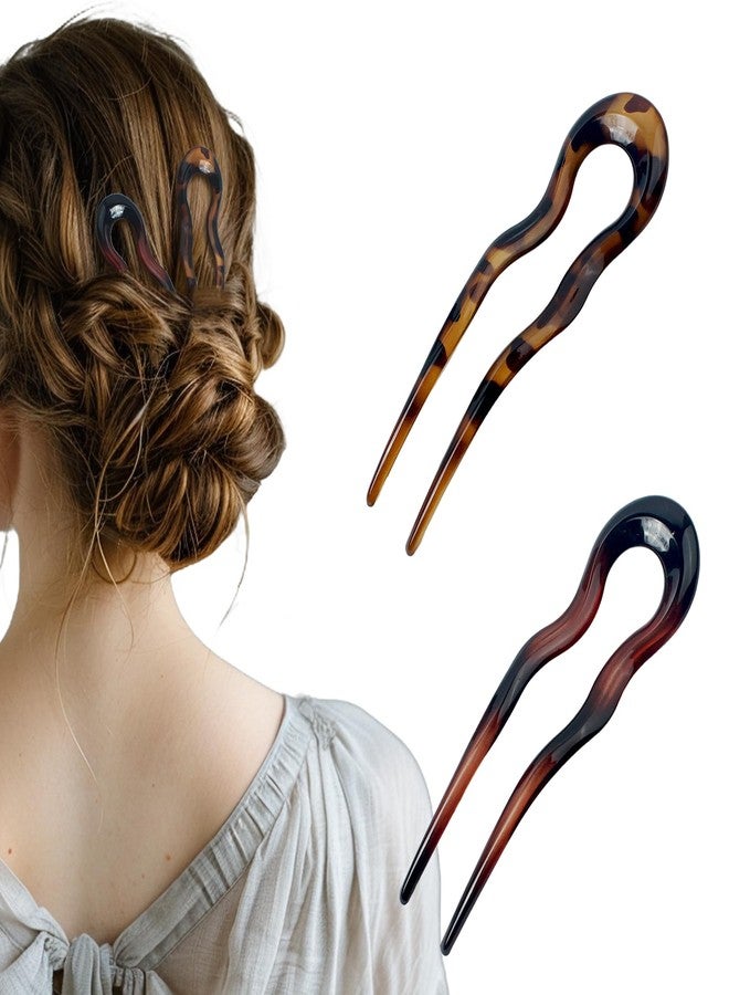 Zoolinn Small Wavy U-Shaped Pins - French Twist Hair Fork Set of 2, for Spiral Updo Bun, Women’s Styling Hair Accessory - Image 1