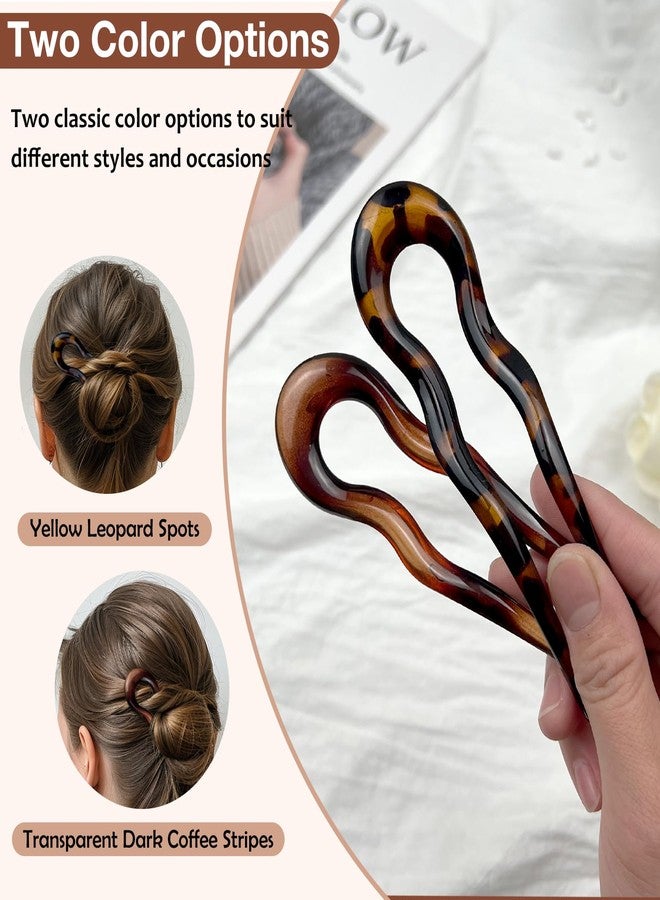 Zoolinn Small Wavy U-Shaped Pins - French Twist Hair Fork Set of 2, for Spiral Updo Bun, Women’s Styling Hair Accessory - Image 2