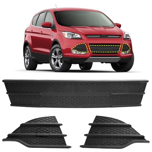 BXZ Front Bumper Insert Lower Grille Outer Grill 3pcs For 2013 2014 2015 2016 Ford Escape SE|S|S Puls - Image 2
