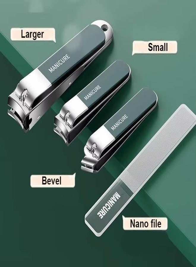 WEZOSHINET 10-in-1 Manicure Kit – Stainless Steel Nail Clipper Set for Men & Women Grooming Tools with Cuticle Remover, Nail File, Ear Pick & Tweezers in Compact Travel Case (Green) - Image 4