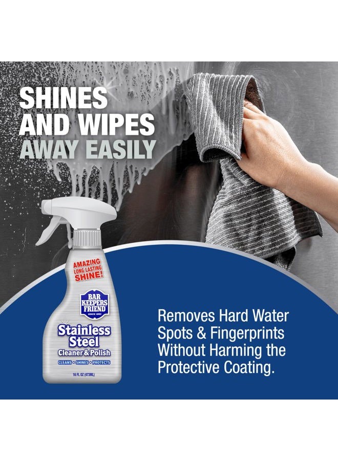 Bar Keepers Friend Stainless Steel Cleaner and Polish Spray (2 x 16 oz) Removes Oily Fingerprints, Hard Water Stains, Grime & Food Debris without Scratching or Dulling Appliances & Surfaces - Image 4