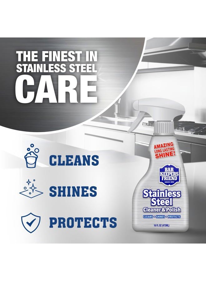 Bar Keepers Friend Stainless Steel Cleaner and Polish Spray (2 x 16 oz) Removes Oily Fingerprints, Hard Water Stains, Grime & Food Debris without Scratching or Dulling Appliances & Surfaces - Image 2