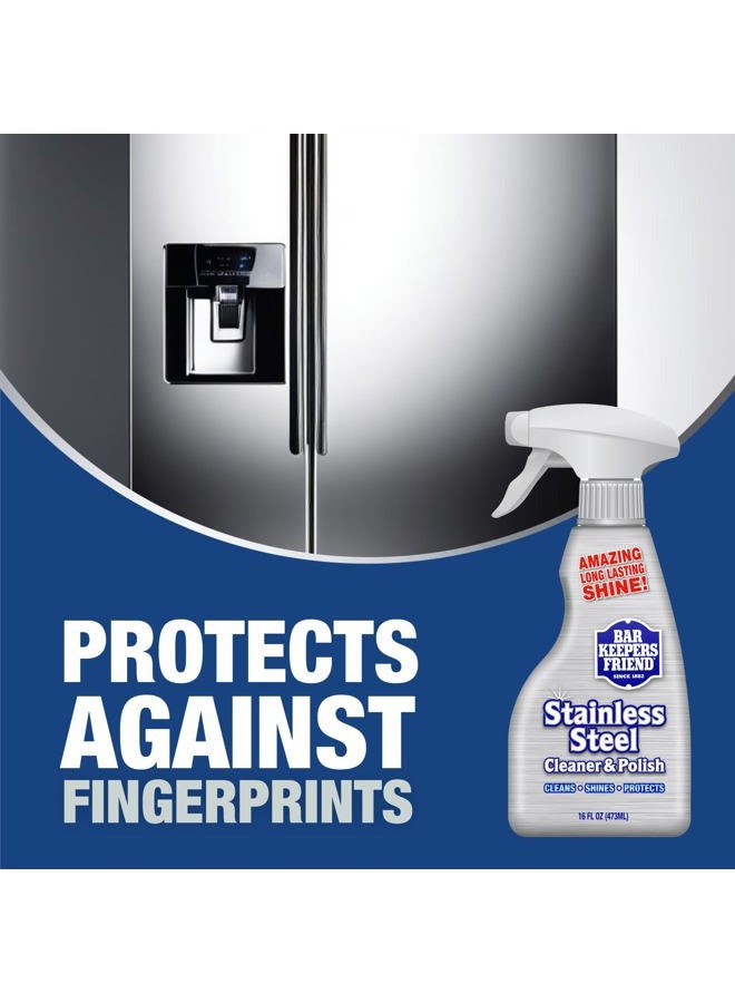Bar Keepers Friend Stainless Steel Cleaner and Polish Spray (2 x 16 oz) Removes Oily Fingerprints, Hard Water Stains, Grime & Food Debris without Scratching or Dulling Appliances & Surfaces - Image 3