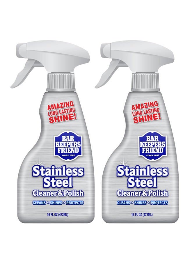 Bar Keepers Friend Stainless Steel Cleaner and Polish Spray (2 x 16 oz) Removes Oily Fingerprints, Hard Water Stains, Grime & Food Debris without Scratching or Dulling Appliances & Surfaces - Image 1