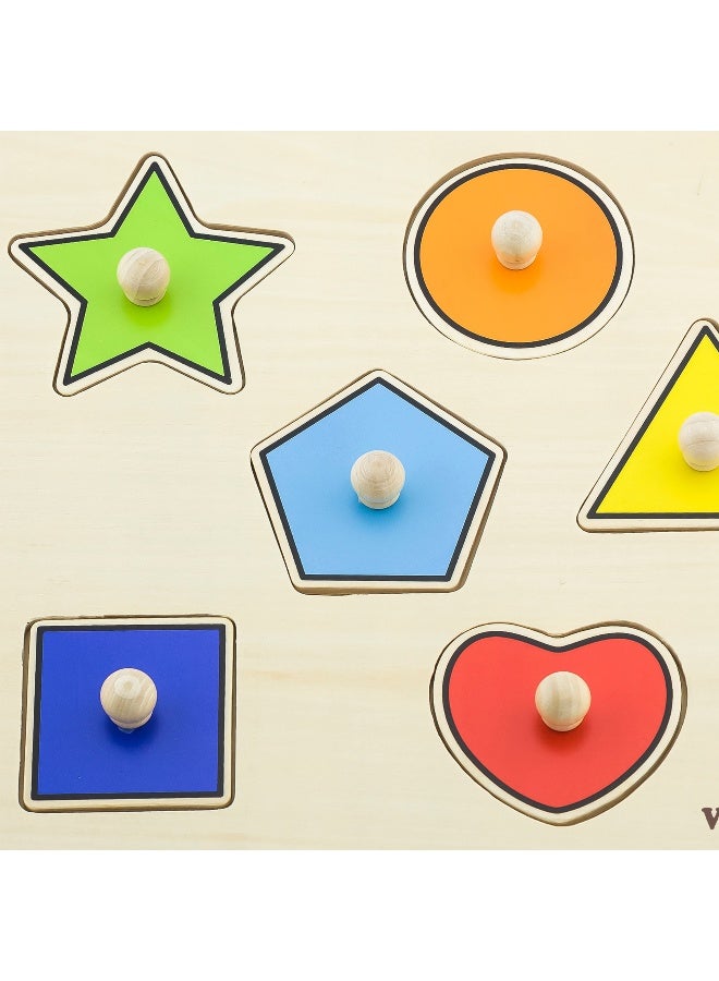 Viga Shapes, 8 Piece Knob Puzzle, Montessori Wooden Toy, Develops Sensory, Cognitive & Fine Motor Skills, Non-Toxic & Eco-friendly Kids Educational Toy, Suitable for Boys and Girls Aged 18M+ - Image 2
