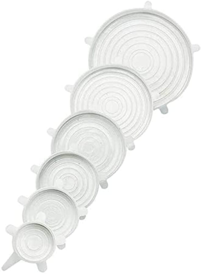 Spaceshoop Set of 6 Silicone Stretch Lids,12-Pack of Various Sizes to Fit Various Size and Shape of Containers,Reusable, Durable and Expandable Food Covers, Keeping Food Fresh,Dishwasher and Freeze