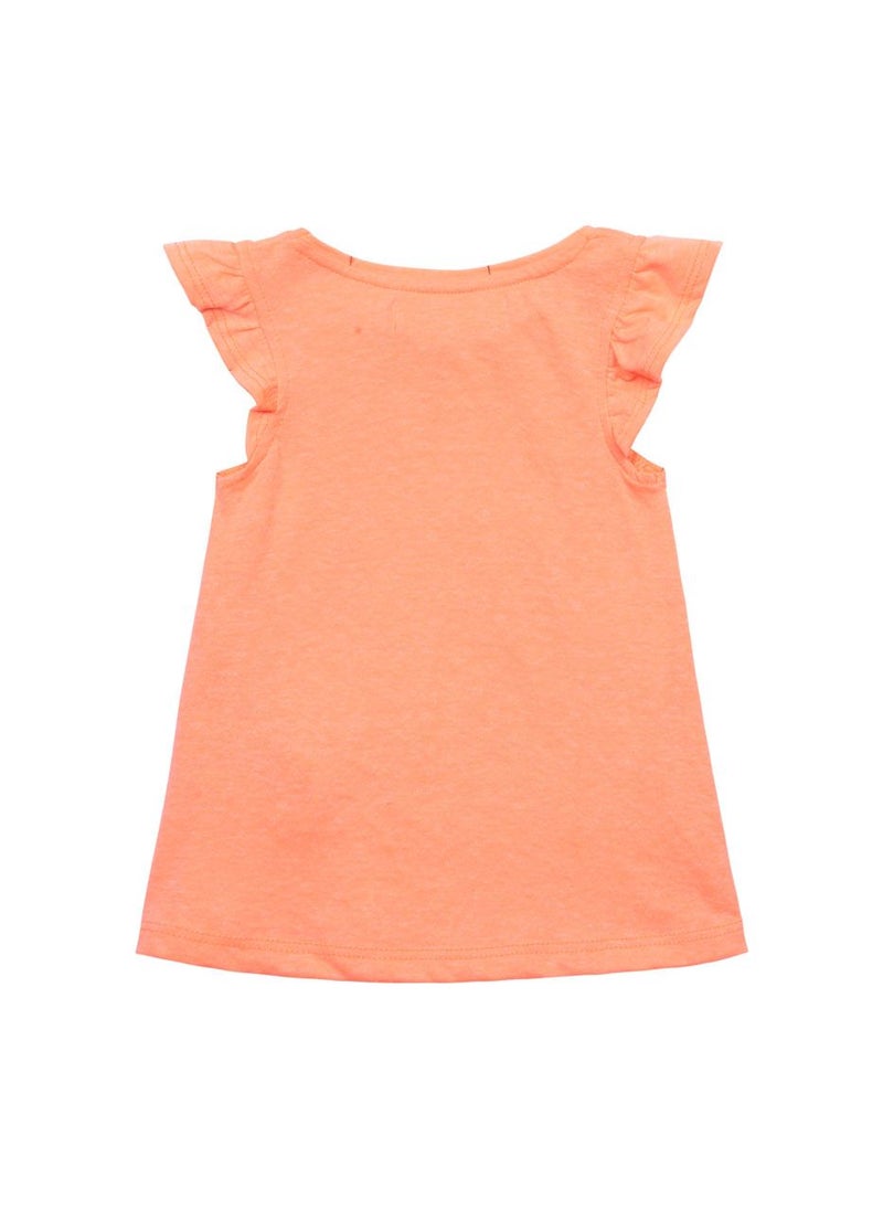 Teen Girls Cap Sleeve T-Shirt with Frill Shoulders