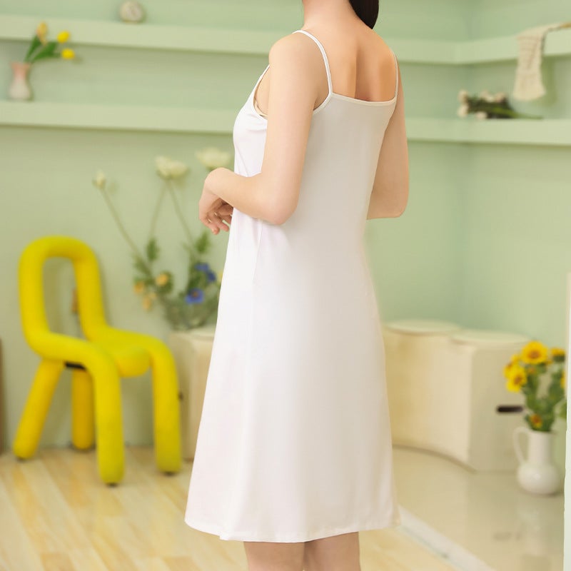 Daily Wear Camisole Slip Dress Cheongsam Base Safety Inner Dress Ice Silk Modal Anti-See-Through Anti-Exposure Dress - Image 1