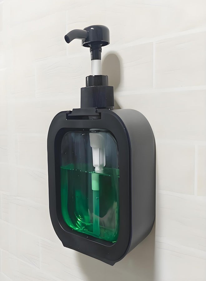 YIANCTRD Hand Soap Dispenser Bathroom, Shower Soap Dispenser Wall Mounted, Dish Dispenser for Kitchen, Shampoo and Conditioner Dispenser with Pump and Labels (Black) - Image 1