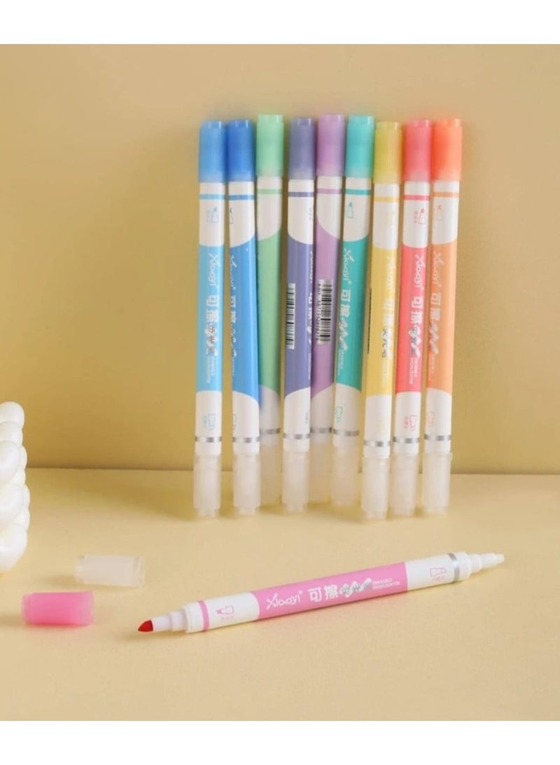 طقم قلم تحديد الوان الاقلام المظهر الأقلام المختلفة العلبة: 6 اقلام 2*1 فلوماستر وتحديد - Image 2