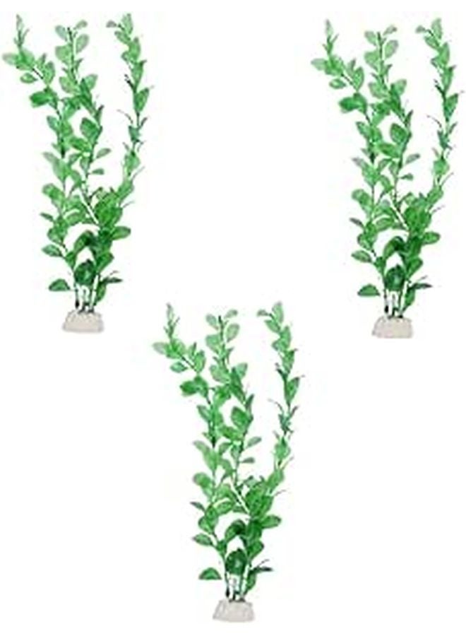 Green Artificial Aquarium Plants Set 3 Sections Underwater Decorations For Fish Tank - Image 1