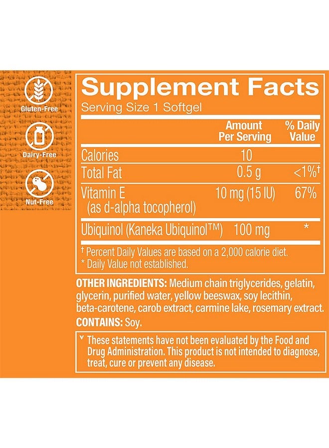 The Vitamin Shoppe Ubiquinol CoQ-10 100mg - Beneficial for Those Taking Statins - Supports Heart & Cellular Health and Healthy Energy Production, Essential Antioxidant - Once Daily (60 Softgels) - Image 4