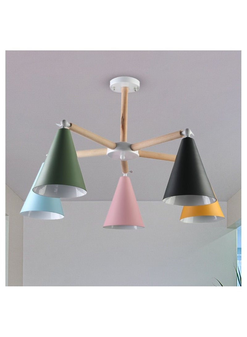 El Rawda Lighting Ply Ceiling Lamp - 5 Lamps | modern decorative LED E27 pendant light ceiling lamp hanging | suitable for any room | Color: Multicolor | Size: 43x67 cm - Image 1