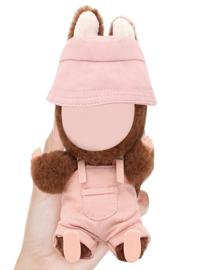 QUPIVA 15cm-17cm Dolls Clothes with Adjustable Straps & Cute Hat for Girls, Summer Overalls Outfits Clothing Set for 17 CM Doll, Cute Fashion Ropa De for Have a Seat Doll Daily Wear-Pink - Image 3