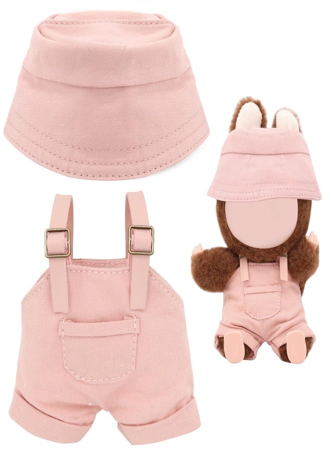 QUPIVA 15cm-17cm Dolls Clothes with Adjustable Straps & Cute Hat for Girls, Summer Overalls Outfits Clothing Set for 17 CM Doll, Cute Fashion Ropa De for Have a Seat Doll Daily Wear-Pink - Image 1