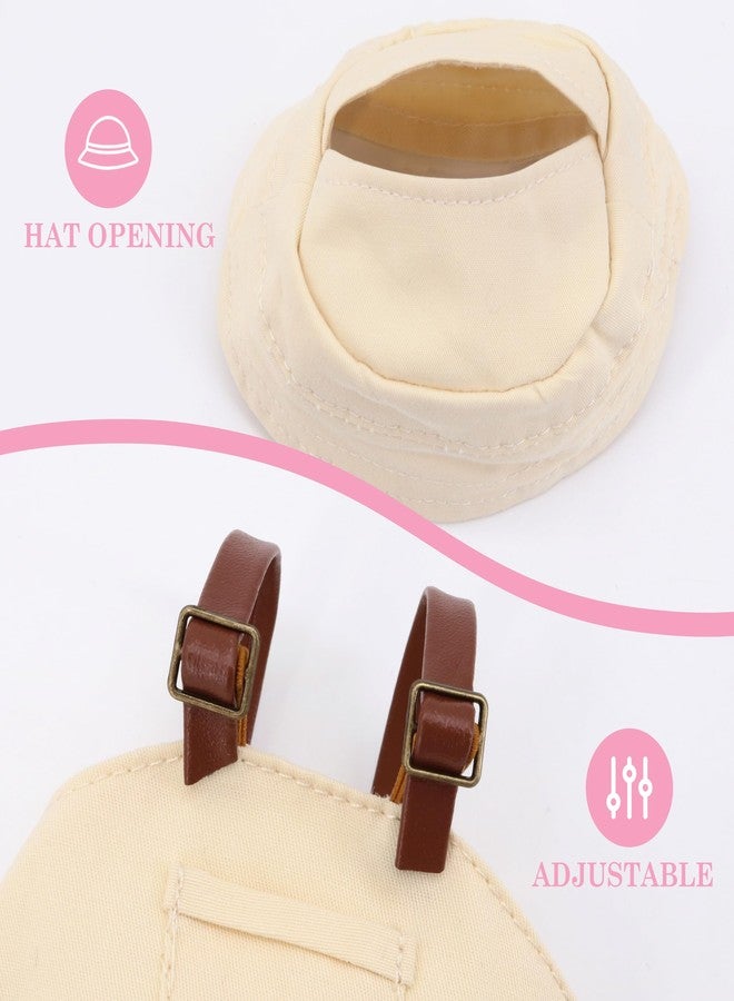 QUPIVA 15cm-17cm Dolls Clothes with Adjustable Straps & Cute Hat for Girls, Summer Overalls Outfits Clothing Set for 17 CM Doll, Cute Fashion Ropa De for Have a Seat Doll Daily Wear-Pink - Image 5