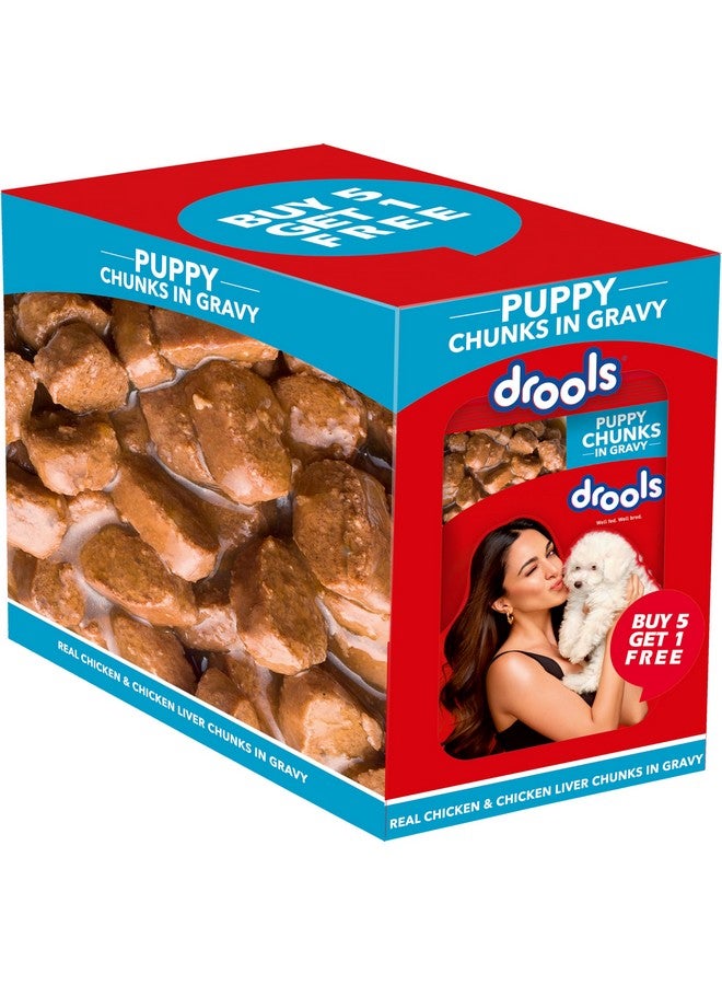 Drools Puppy Wet Dog Food Real Chicken and Chicken Liver Chunks Gravy 0.9 Kg (6 X 150g) Pack of 6 - Image 1