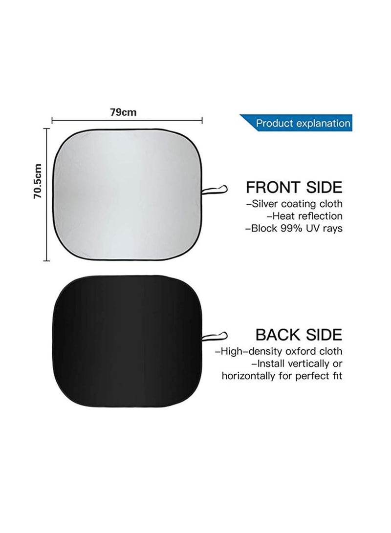 2PCS Car Windshield Sun Shade with Storage Pouch | The only Certified Foldable Sunshade Proven to Block 99.87% UV Rays | Sun Heat Protection & Car Interior Cooler Accessories Double Panel (XL)