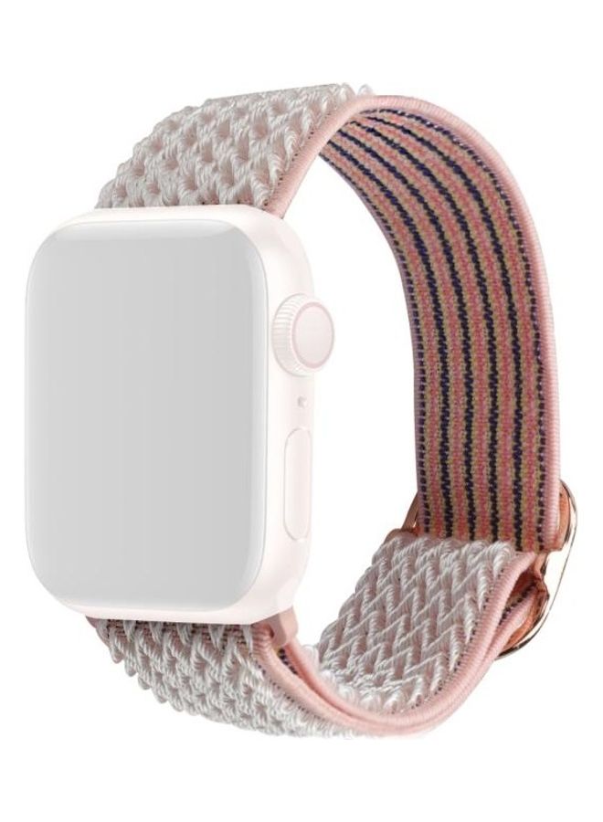 NIBEMINENT Wave Texture Nylon Replacement Watchbands For Apple Watch Series 1/2/3/4/5/6/7/SE 42-44-45mm Sand Pink - Image 1