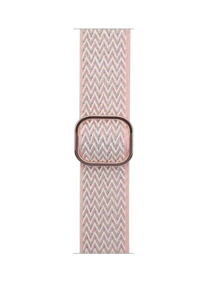 NIBEMINENT Wave Texture Nylon Replacement Watchbands For Apple Watch Series 1/2/3/4/5/6/7/SE 42-44-45mm Sand Pink - Image 3