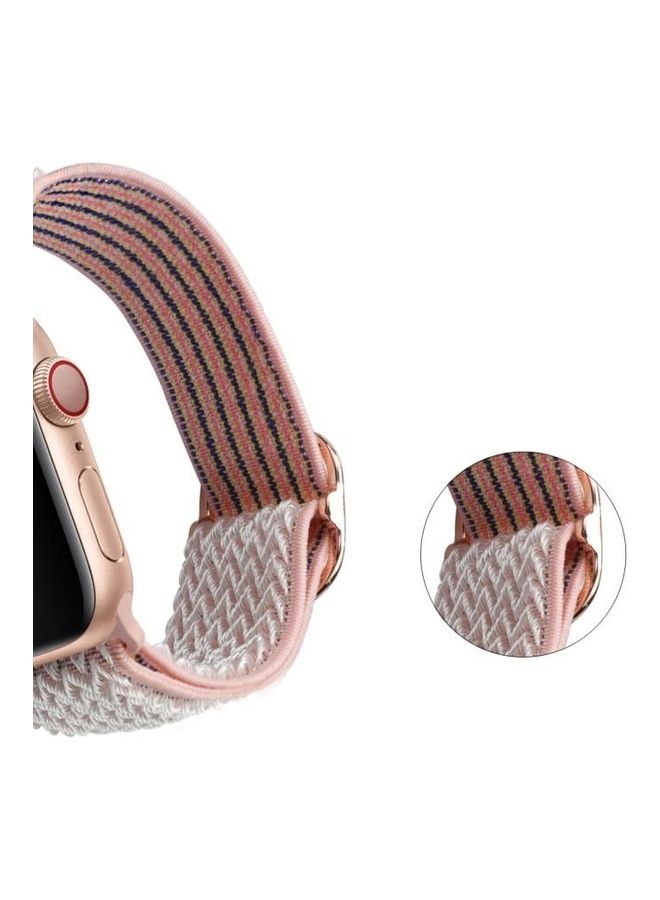 NIBEMINENT Wave Texture Nylon Replacement Watchbands For Apple Watch Series 1/2/3/4/5/6/7/SE 42-44-45mm Sand Pink - Image 4