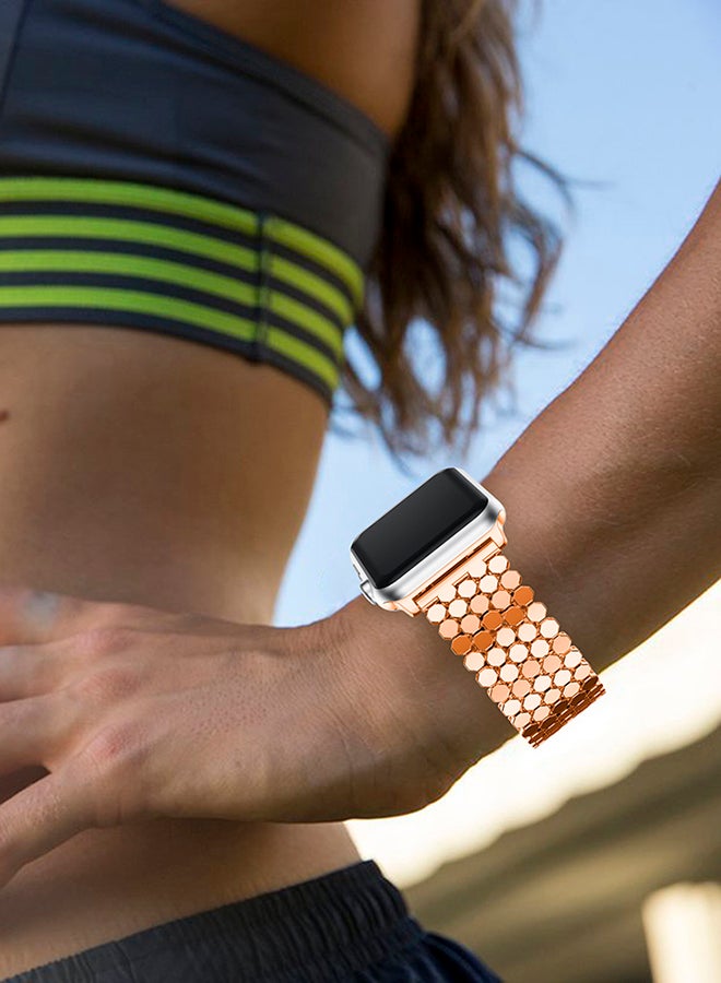 ISank Honeycomb Style Replacement Strap For Apple Watch Series 3/2/1 Rose Gold - Image 5