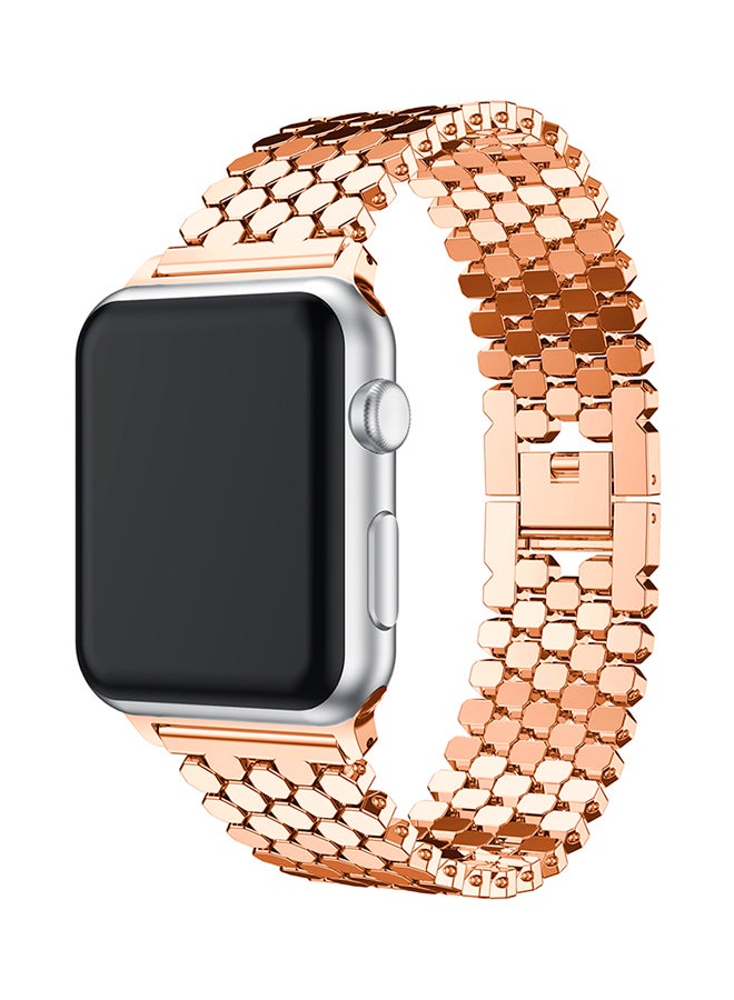 ISank Honeycomb Style Replacement Strap For Apple Watch Series 3/2/1 Rose Gold - Image 4