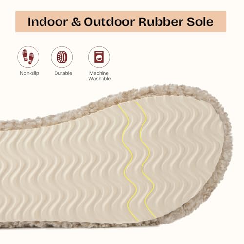 EverFoams Womens Fuzzy Open-toe Slippers Soft Comfy Memory Foam Indoor House Shoes Vintage Khaki, 11-12 US - Image 5