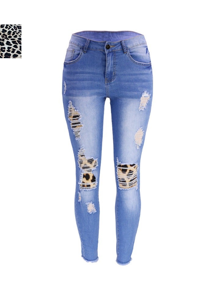 Loquat Stylish Ripped Patch Women's Denim Trousers  - Image 1