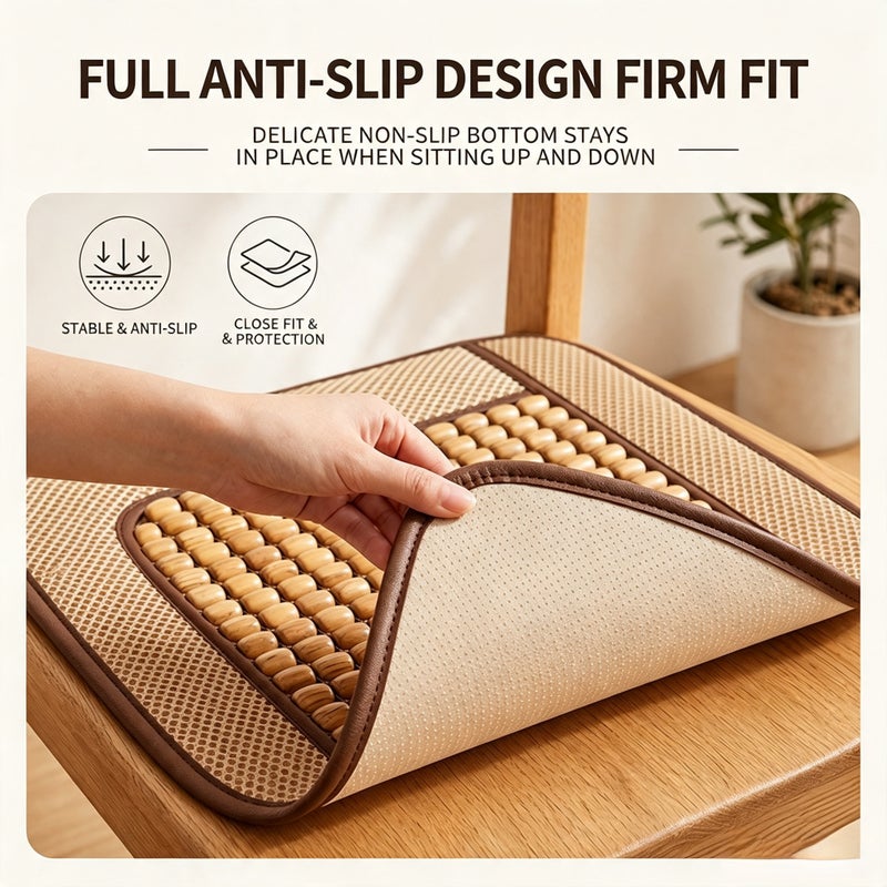 وسادة مقعد سيارة من الخرز الخشبي باردة صيفية ثلاثية الأبعاد قابلة للتنفس ومناسبة لجميع المقاعد - Image 3