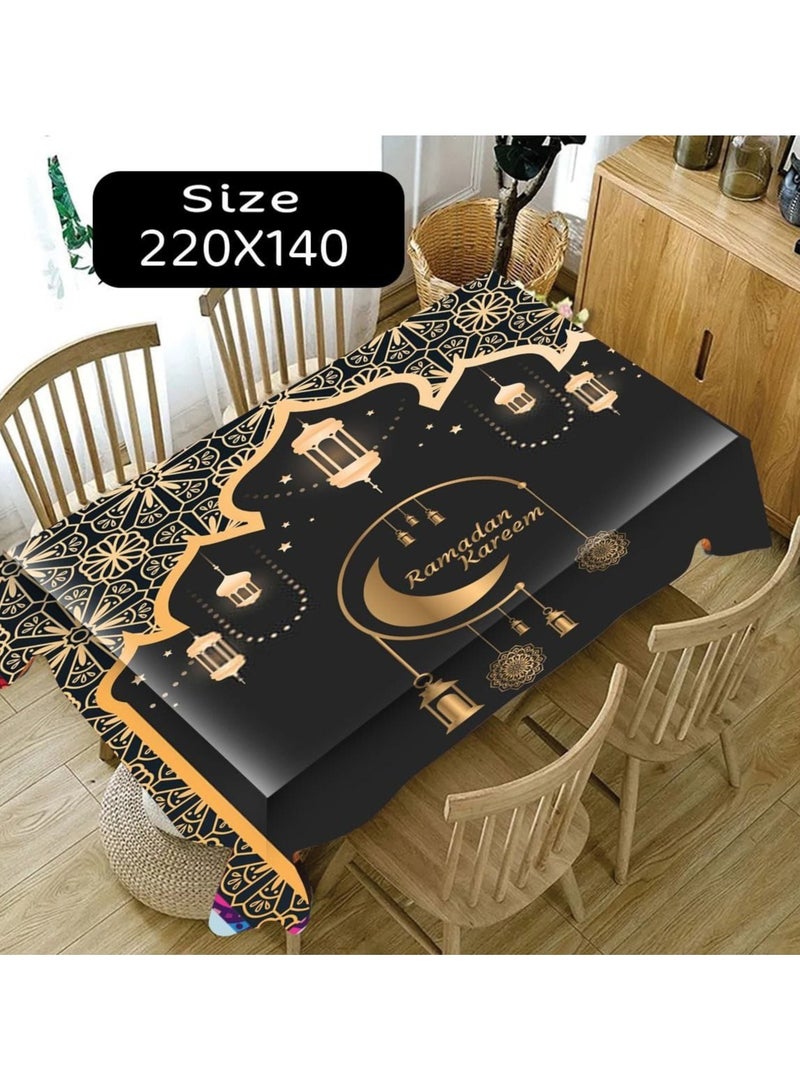 مفرش سفره رمضان جلد تقيل فنيه طاولة رمضان كريم مقاس 140*220  سم