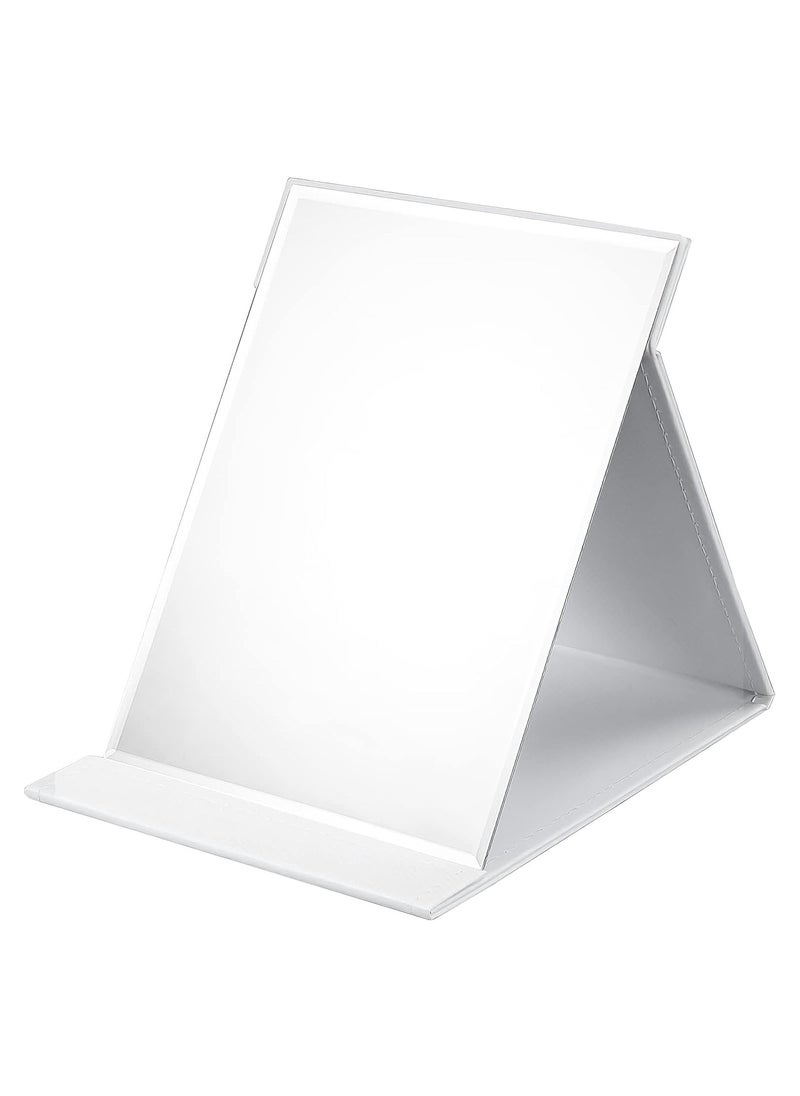 BreeJooy Portable folding vanity mirror, desktop makeup mirror with adjustable stand, pu leather travel mirror for camping, home  - Image 1