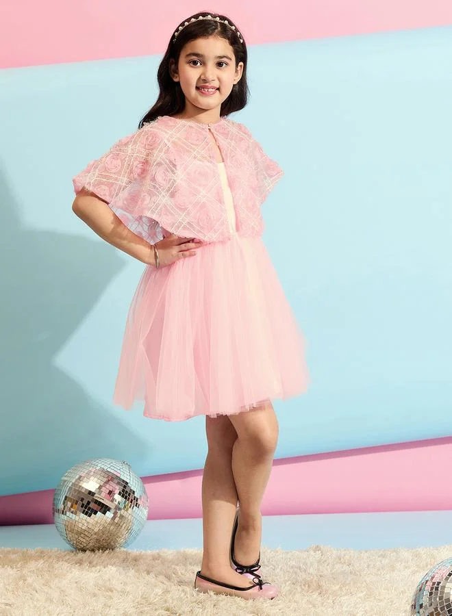 Stylo Bug Embellished Cape Sleeves A-Line Dress by Styli