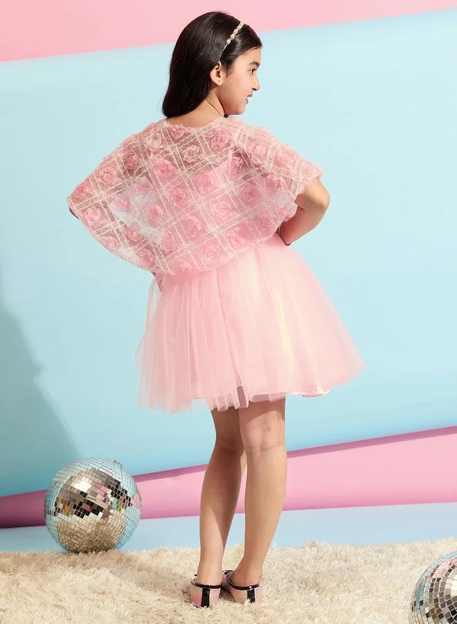 Stylo Bug Embellished Cape Sleeves A-Line Dress by Styli